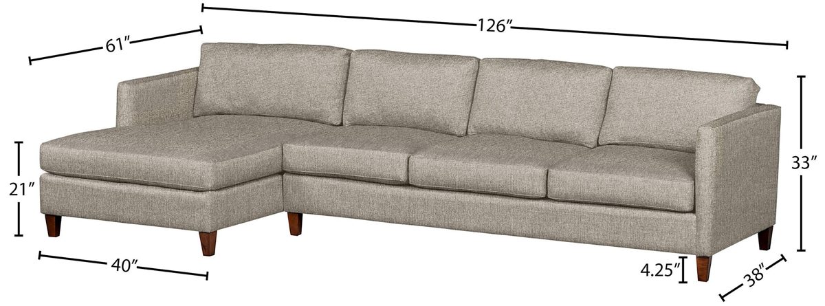 Amazon Brand – Stone & Beam Andover Modern Left Chaise Sofa Sectional, 126"W, Grey