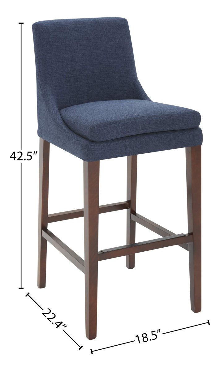 Amazon Brand – Stone & Beam Elise Upholstered Barstool, 42.5"H, Midnight Blue