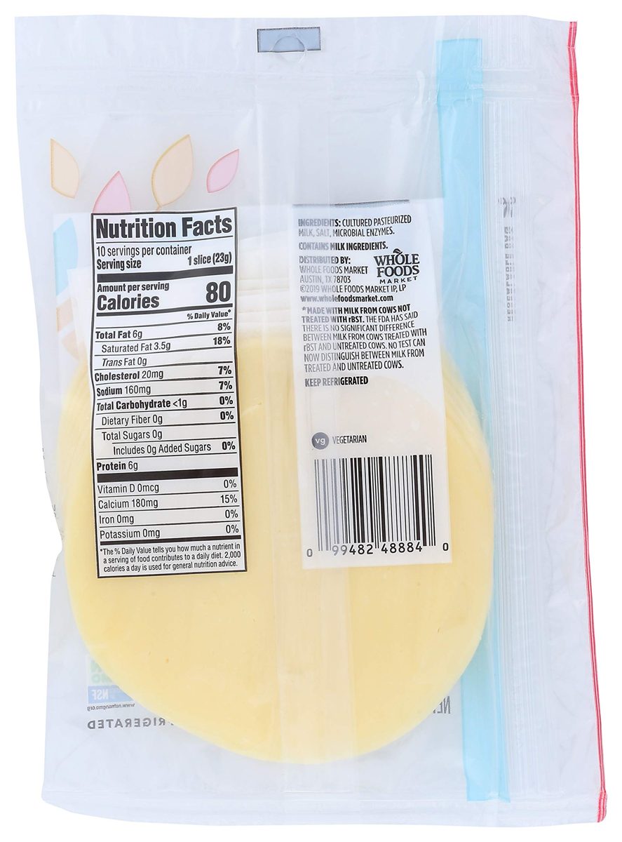 365 by Whole Foods Market, Cheese Slices, Provolone (10 Slices), 8 Ounce