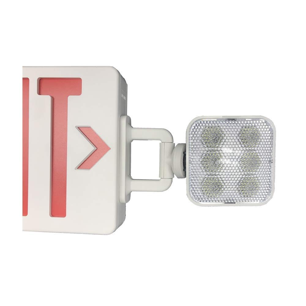 AmazonCommercial Emergency Light Exit Sign, 4-Pack, Exit Combo with Battery Backup, 2 LED Adjustable Heads