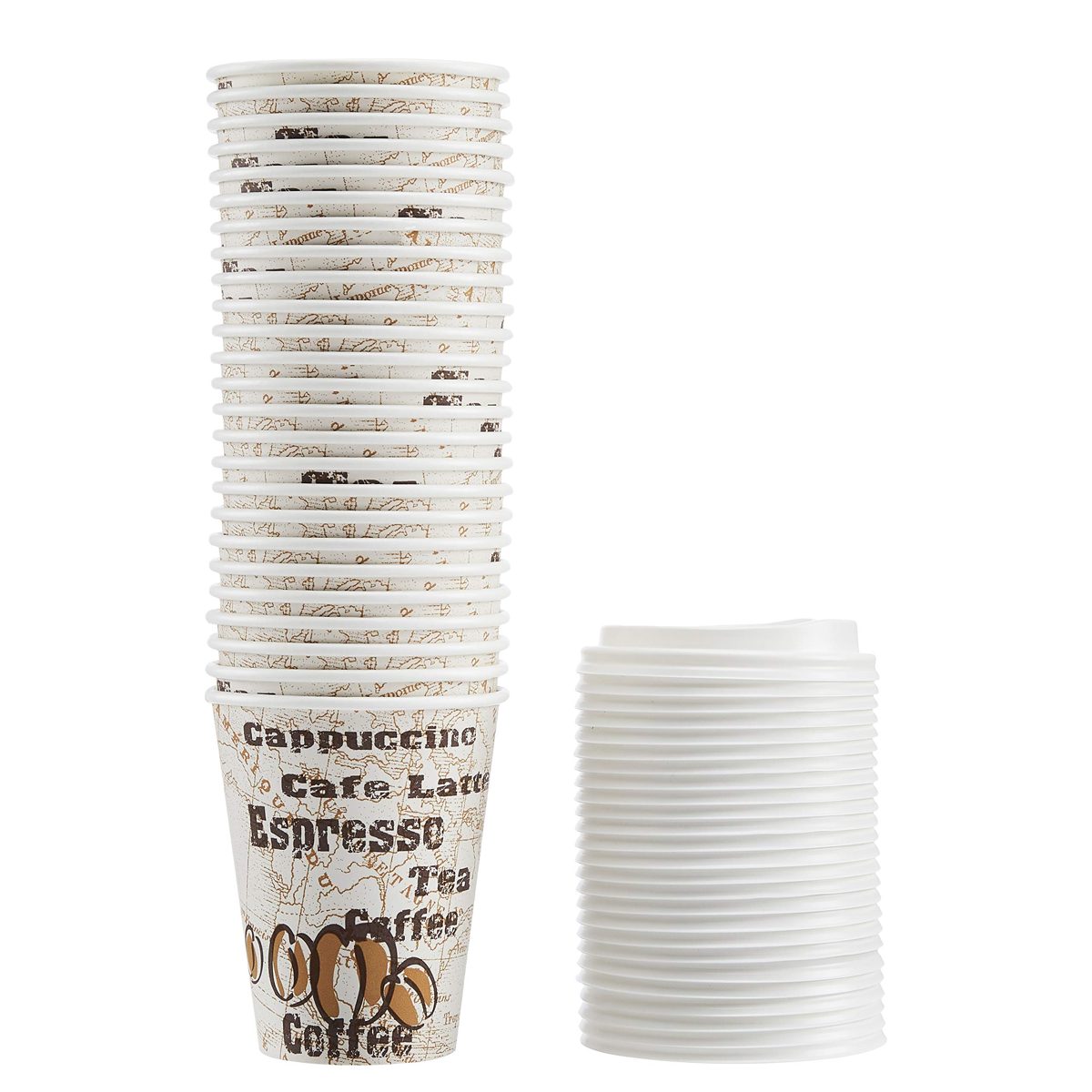 AmazonBasics Hot Cups with Lids, Café Design, 12 oz, 300-Count