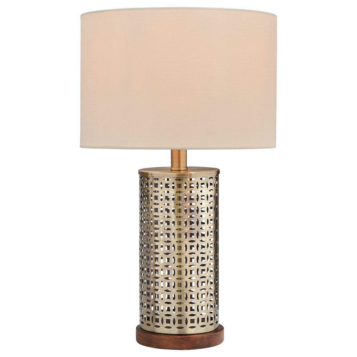 Stone & Beam Modern Mesh Table Lamp, 20"H, Antique Brass with Linen Shade