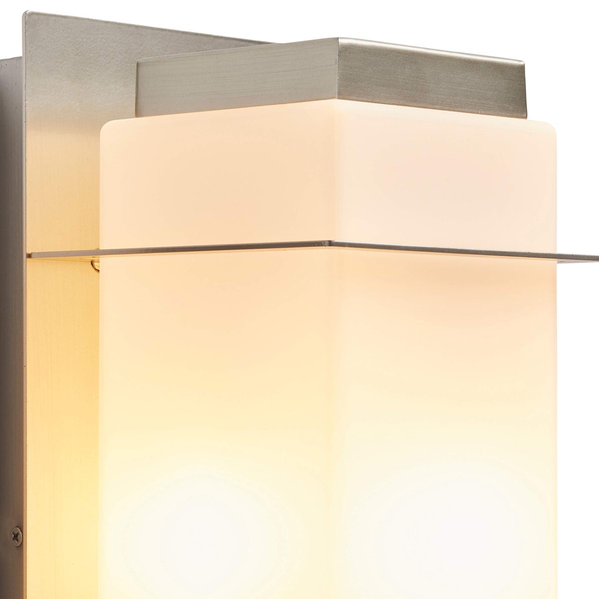 Amazon Brand – Rivet Modern Frosted Opal Glass Outdoor Wall Mount Sconce with Light Bulb - 5.91 x 6.97 x 14.97 Inches, Brushed Nickel