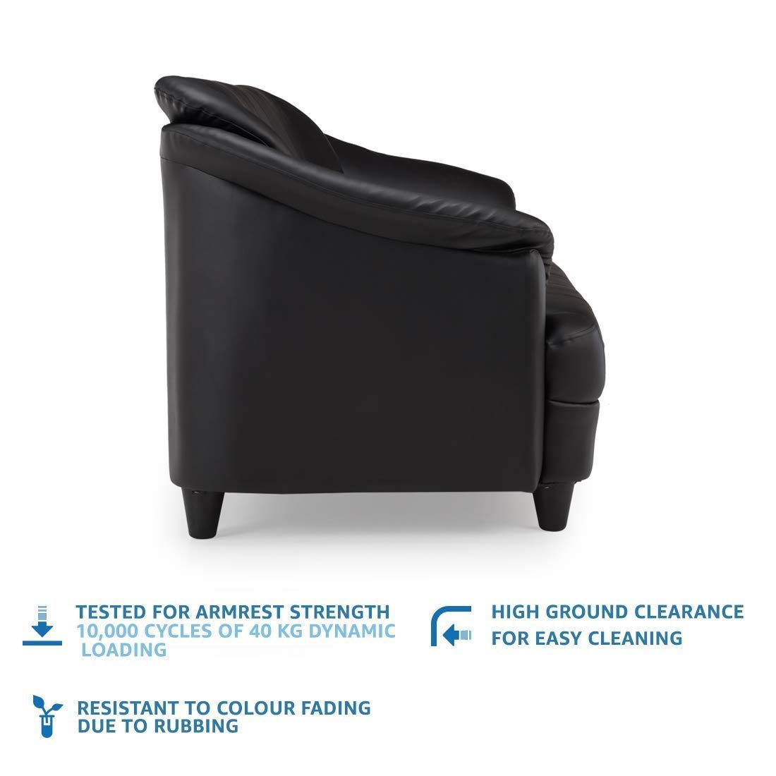 Amazon Brand - Solimo Newport Leatherette 2 Seater Sofa (Black)