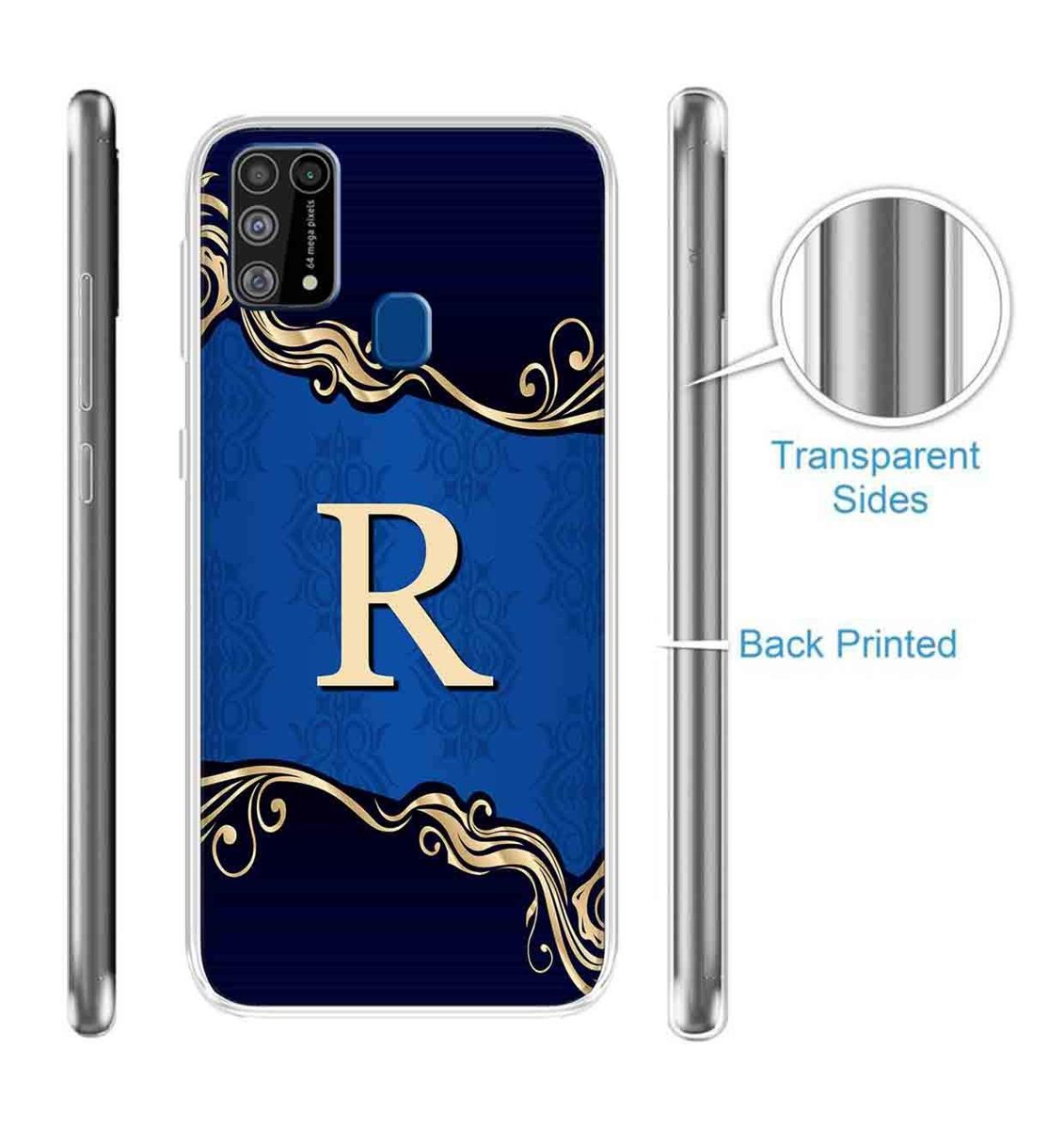 Amazon Brand - Solimo Designer Multicolor Blue Pattern Alphabet-R Printed Soft Back Case Mobile Cover for Samsung Galaxy M31