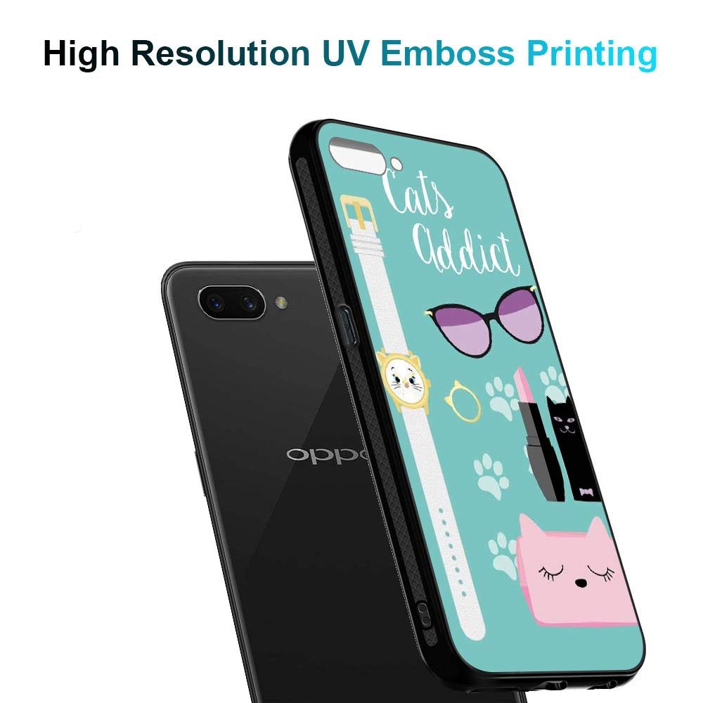 Amazon Brand - Solimo Designer Cat's Addict Printed Hard Back Case Mobile Cover for Oppo A3s (D1234)