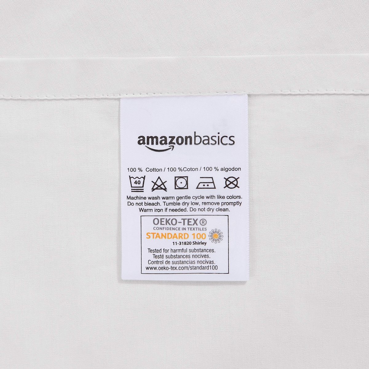 AmazonBasics Organic Percale Cotton Bed Sheet Set with Frayed Hem