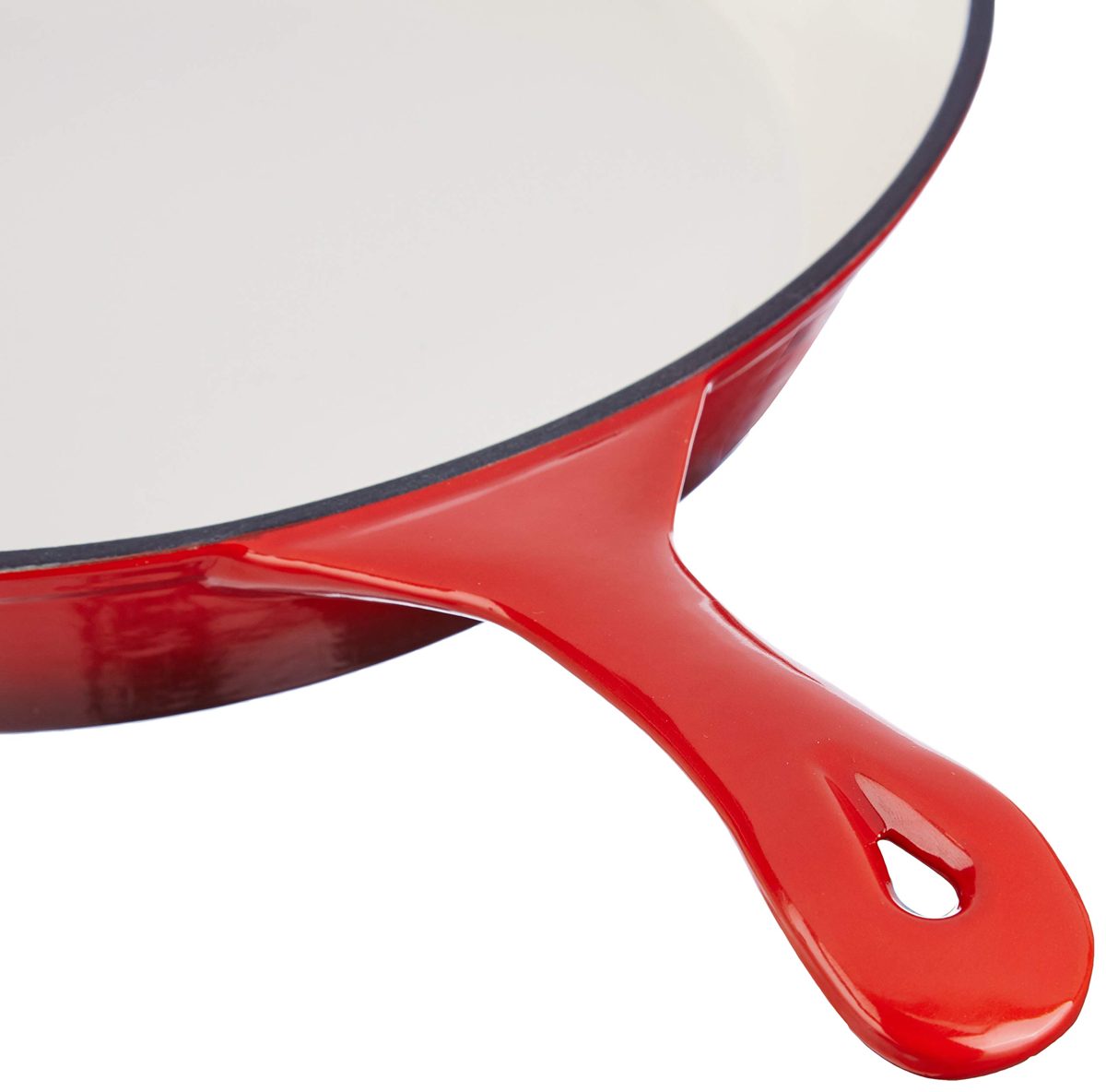 Amazon Brand - Solimo Cast Iron Saute Pan, 30cm, Red