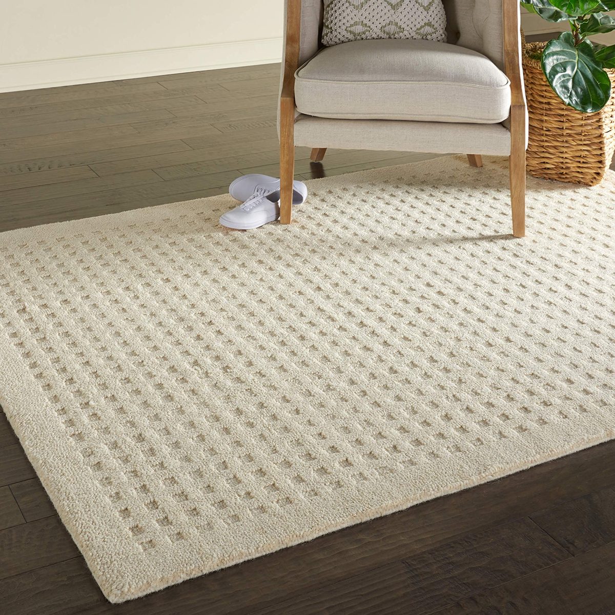 Amazon Brand – Stone & Beam Casual Geometric Wool Area Rug, 5' 9" x 3' 9", Ivory