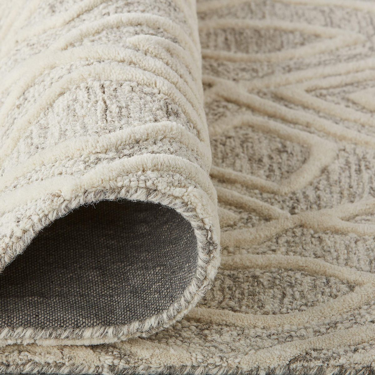 Rivet Wool Rug, 8' x 10', Gray, White