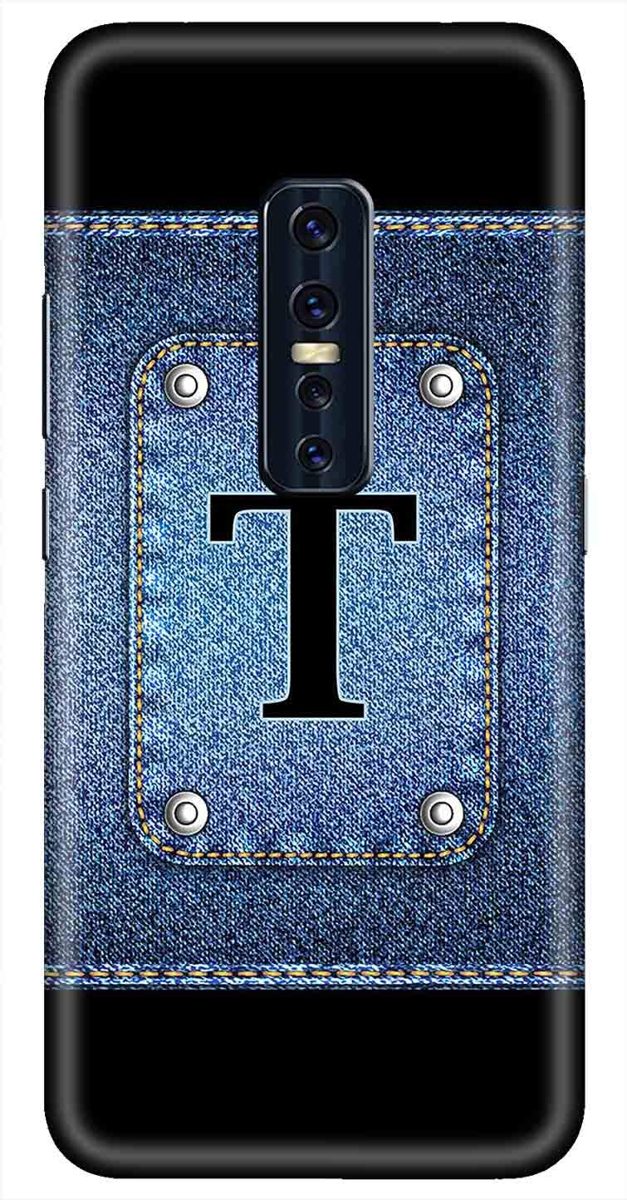Amazon Brand - Solimo Designer Button Jeans Alphabet-T 3D Printed Hard Back Case Mobile Cover for Vivo V17 Pro