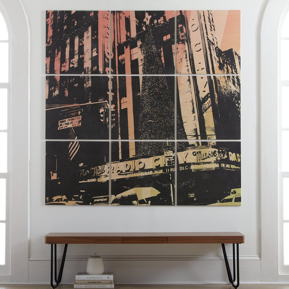 Amazon Brand – Rivet 9-Piece Radio City Color Tinted Print on Wood, 60" x 60"