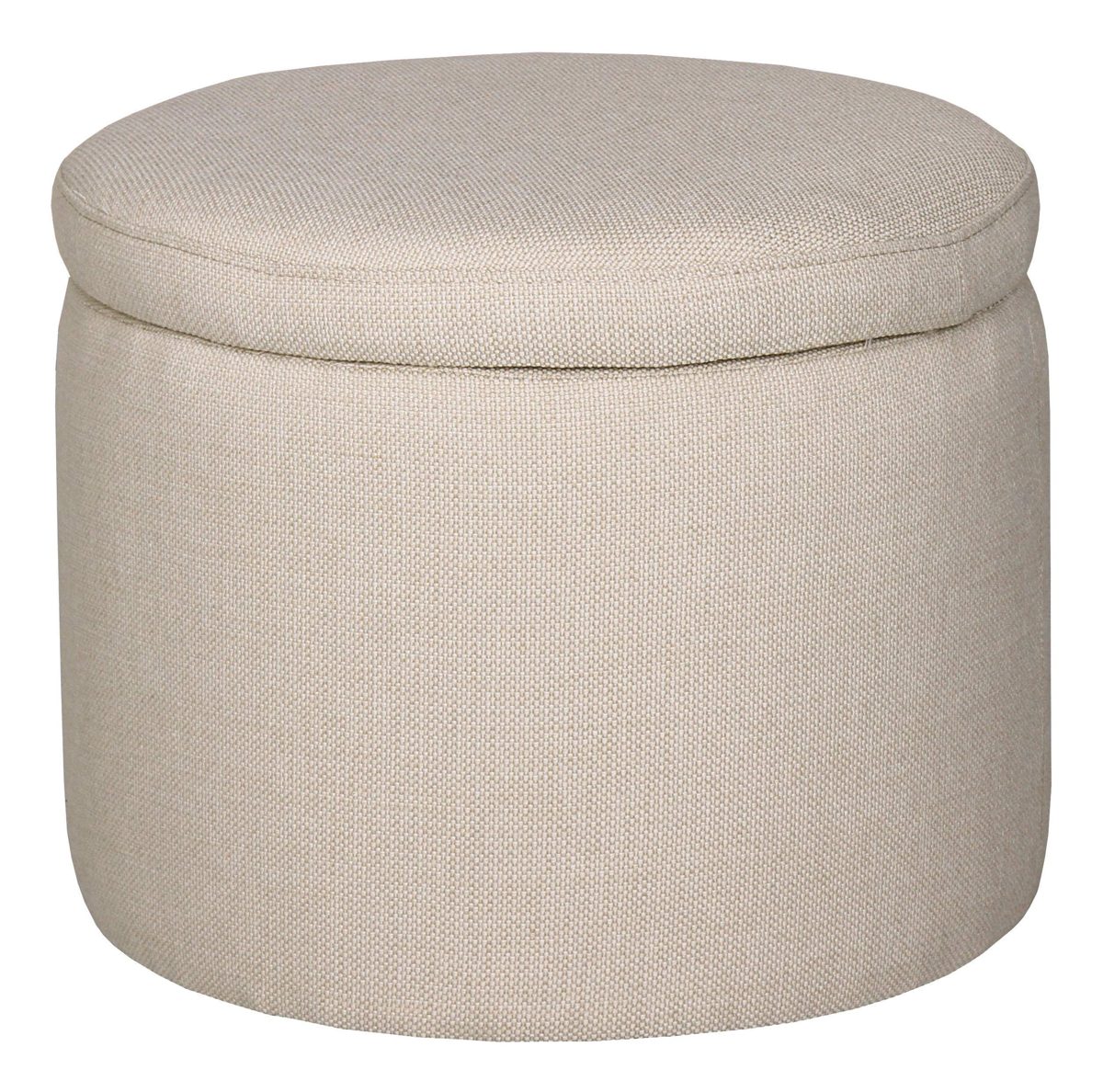Amazon Brand – Rivet Madison Modern Fabric Round Lift-Top Storage Tray Ottoman Pouf, 19.7"W, Marshmallow (Renewed)