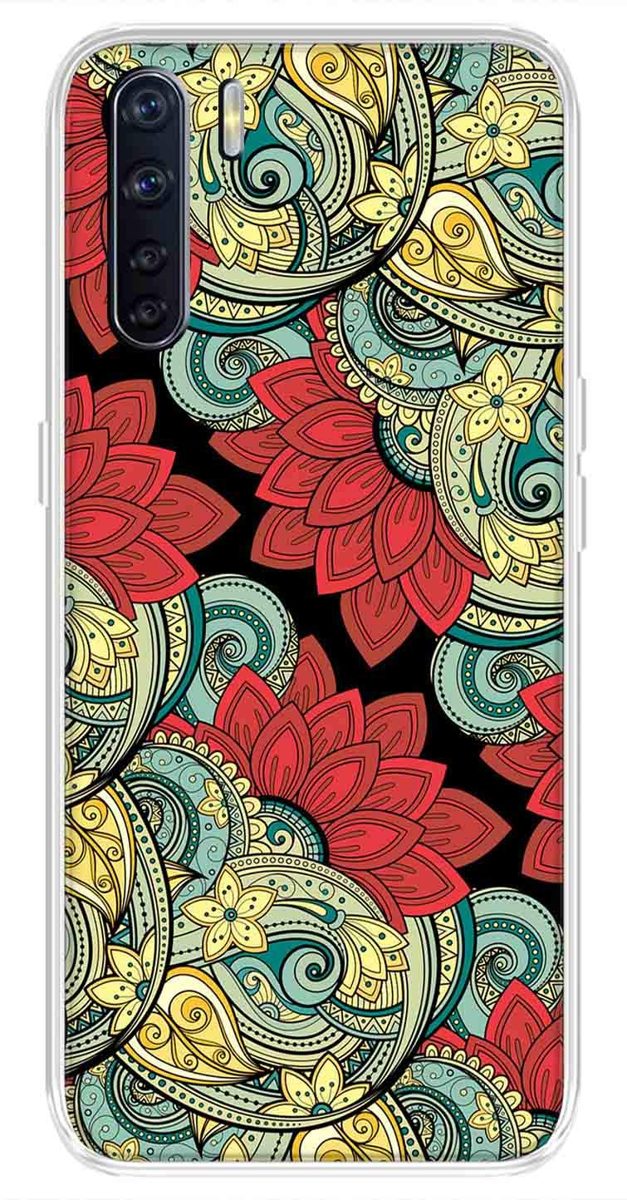 Amazon Brand - Solimo Designer Multicolor Floral Lotus Printed Soft Back Case Mobile Cover for Oppo F15