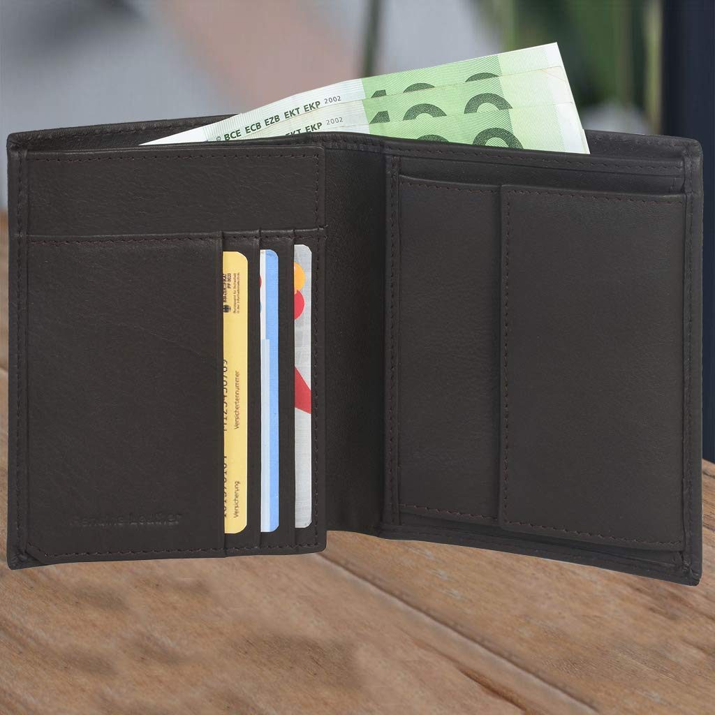 Eono by Amazon Leather Wallet for Men and Women - Flat Design with RFID Reading Protection Function.