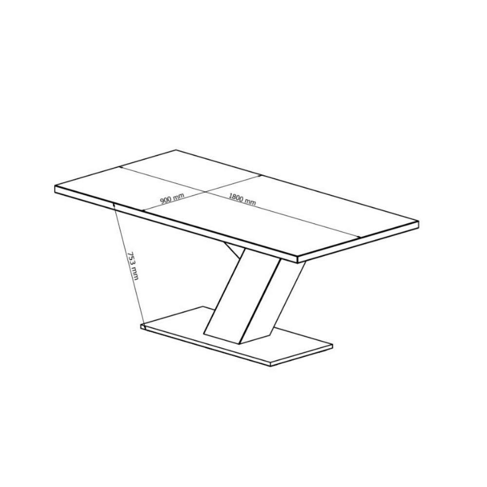 Amazon Brand - Alkove Hayes Solid Wood Dining Table with Stainless Steel Base, Seats 6, 180 x 90 x 75cm, Wild Oak/Stainless Steel