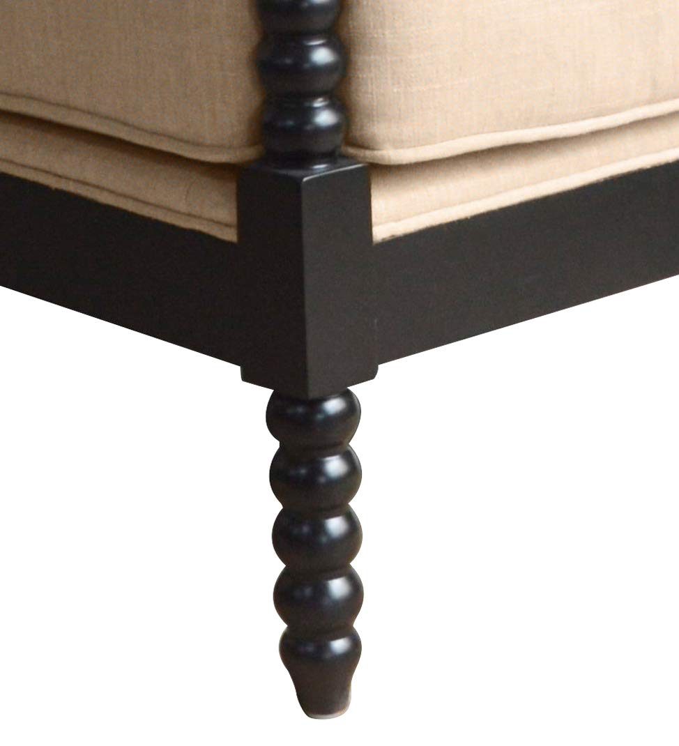 Amazon Brand – Ravenna Home Belgrove Modern Wood Spindle Frame Accent Chair, 26.37"W, Biscotti