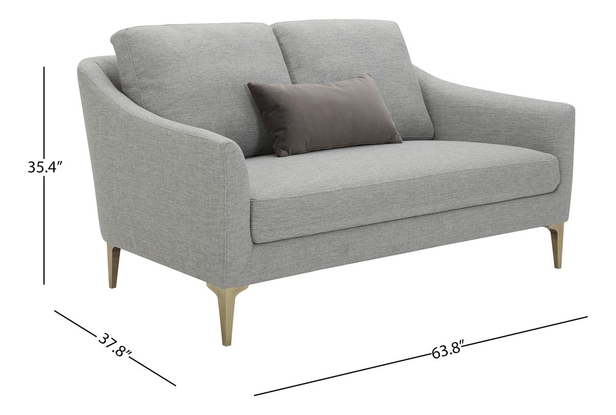 Amazon Brand – Rivet Alonzo Contemporary Upholstered Loveseat Sofa, 64"W, Light Grey