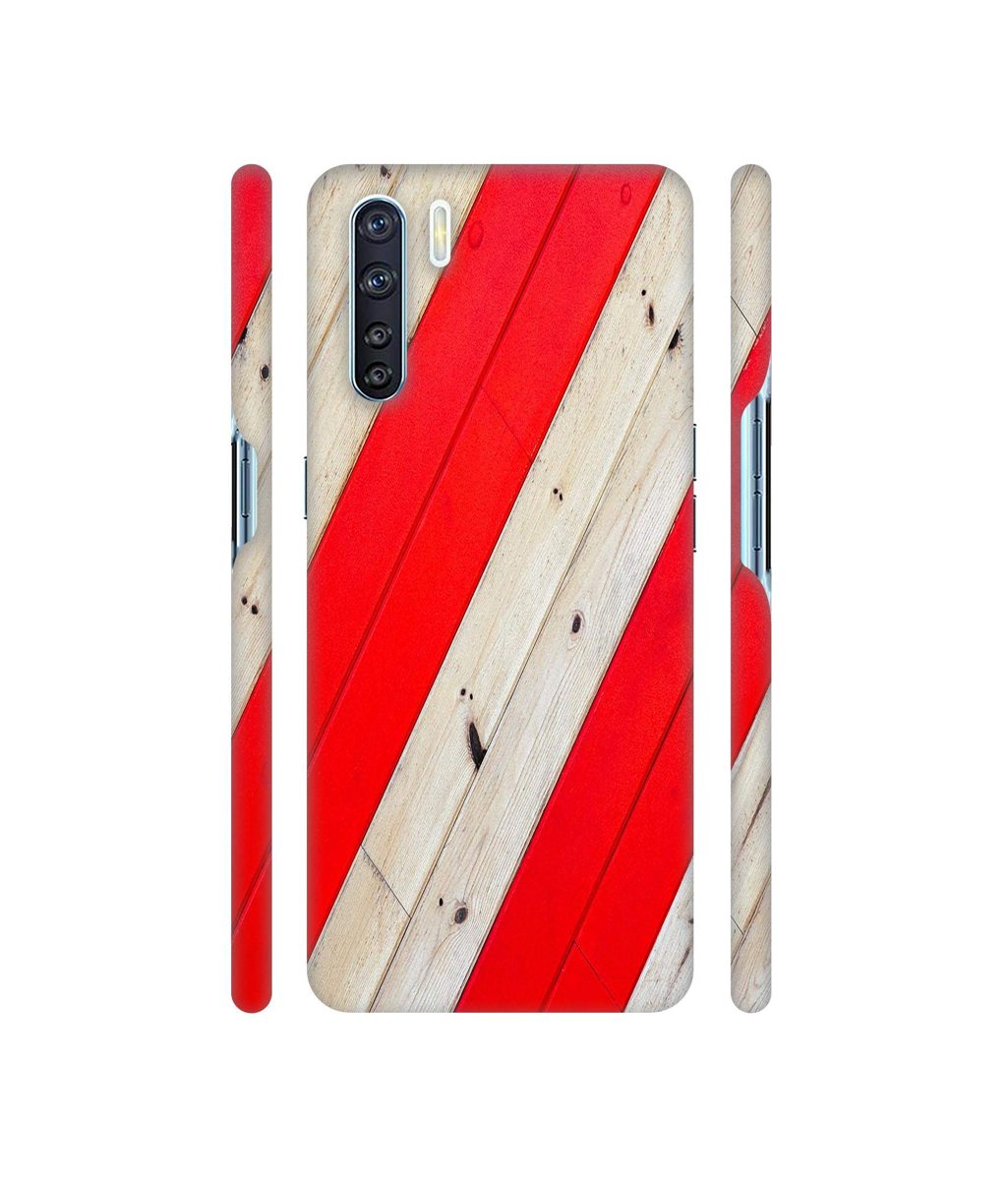 Amazon Brand - Solimo Designer Red and Cream Color Wood 3D Printed Hard Back Case Mobile Cover for Oppo F15