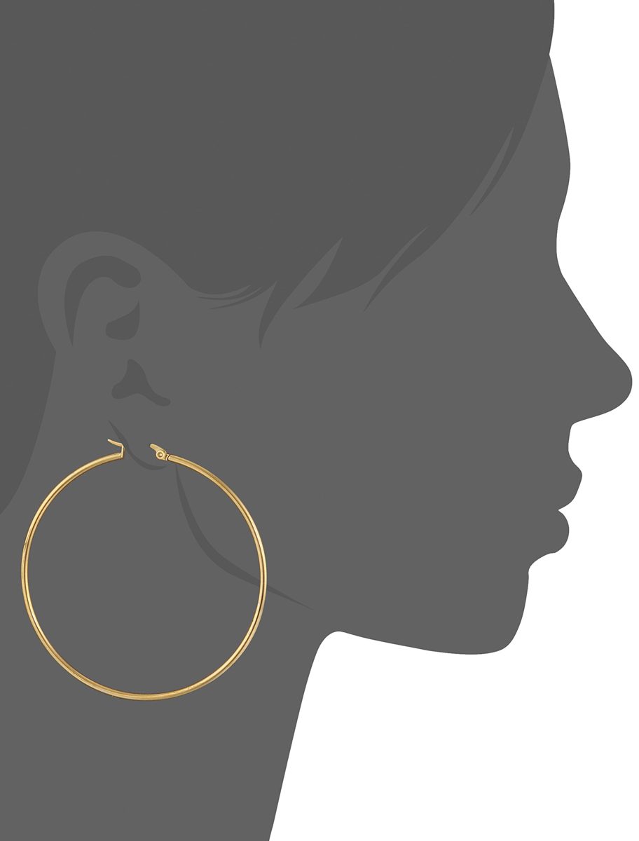 Amazon Essentials Yellow Gold Plated Stainless Steel Rounded Tube Hoop Earrings (60mm)