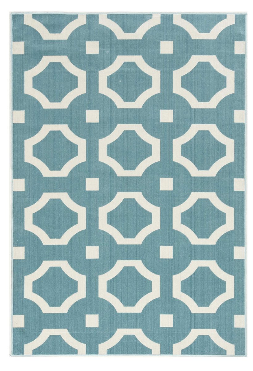 Ravenna Home Forsyth Rug, 5'W x 7'6"L, Geometric Medallion Design, Blue