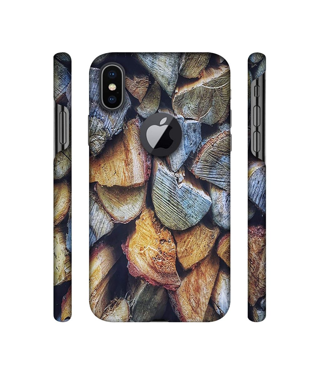 Amazon Brand - Solimo Designer Wooden Blocks Texture 3D Printed Hard Back Case Mobile Cover for Apple iPhone X (Logo Cut)