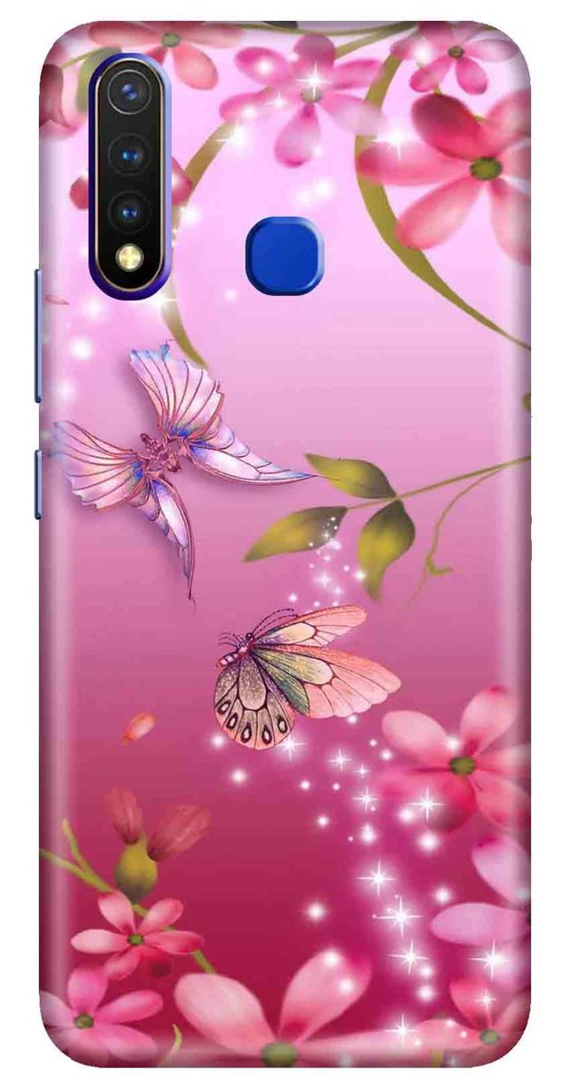 Amazon Brand - Solimo Designer Butterfly Pink Design 3D Printed Hard Back Case Mobile Cover for Vivo Y19 / Vivo U20