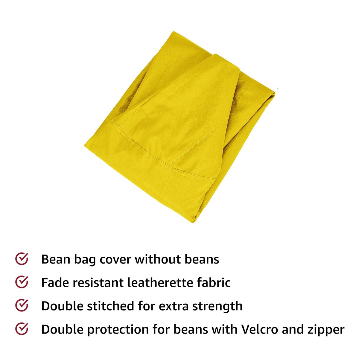 Amazon Brand - Solimo XXXL Bean Bag Cover (Yellow)