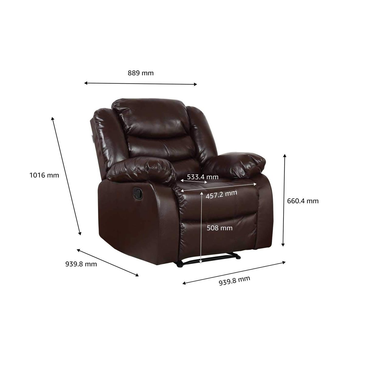 Amazon Brand - Solimo Delphi Single Seater Leatherette Recliner (Brown)