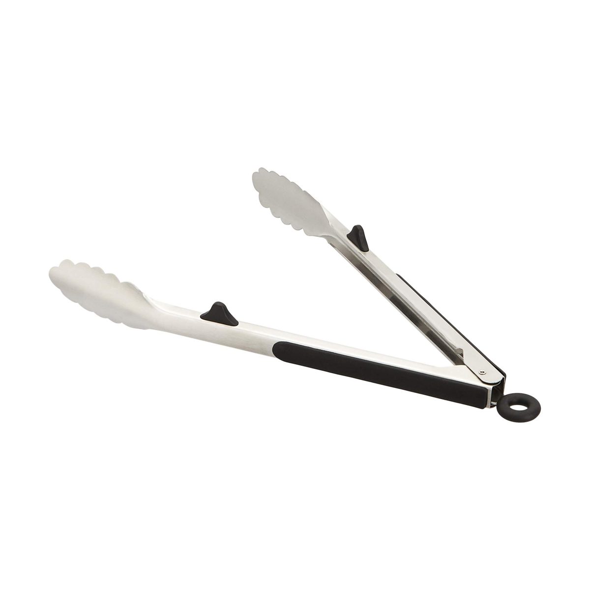AmazonBasics Stainless Steel Kitchen Tongs, Black Non-Slip Grip, 12-Inch