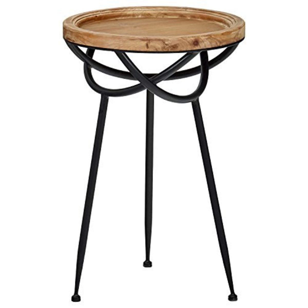 Amazon Brand – Stone & Beam Modern Rustic Wood and Metal Side End Table, 16.25" W, Natural
