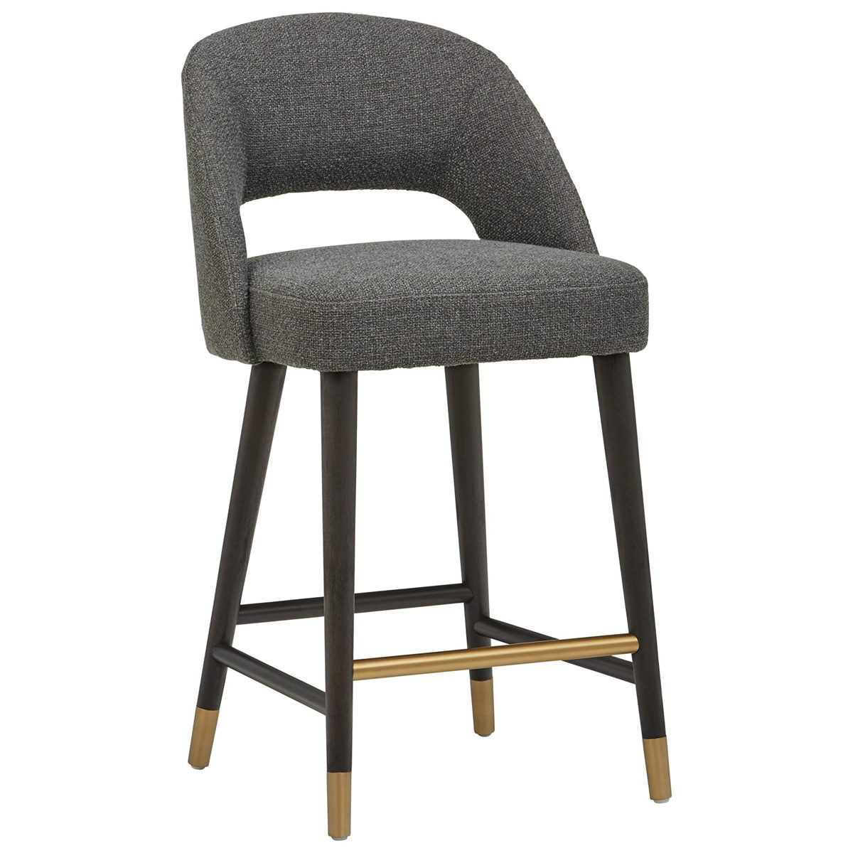 Amazon Brand – Rivet Whit Contemporary Upholstered Counter Height Stool with Gold Accents, 37"H, Flannel Grey