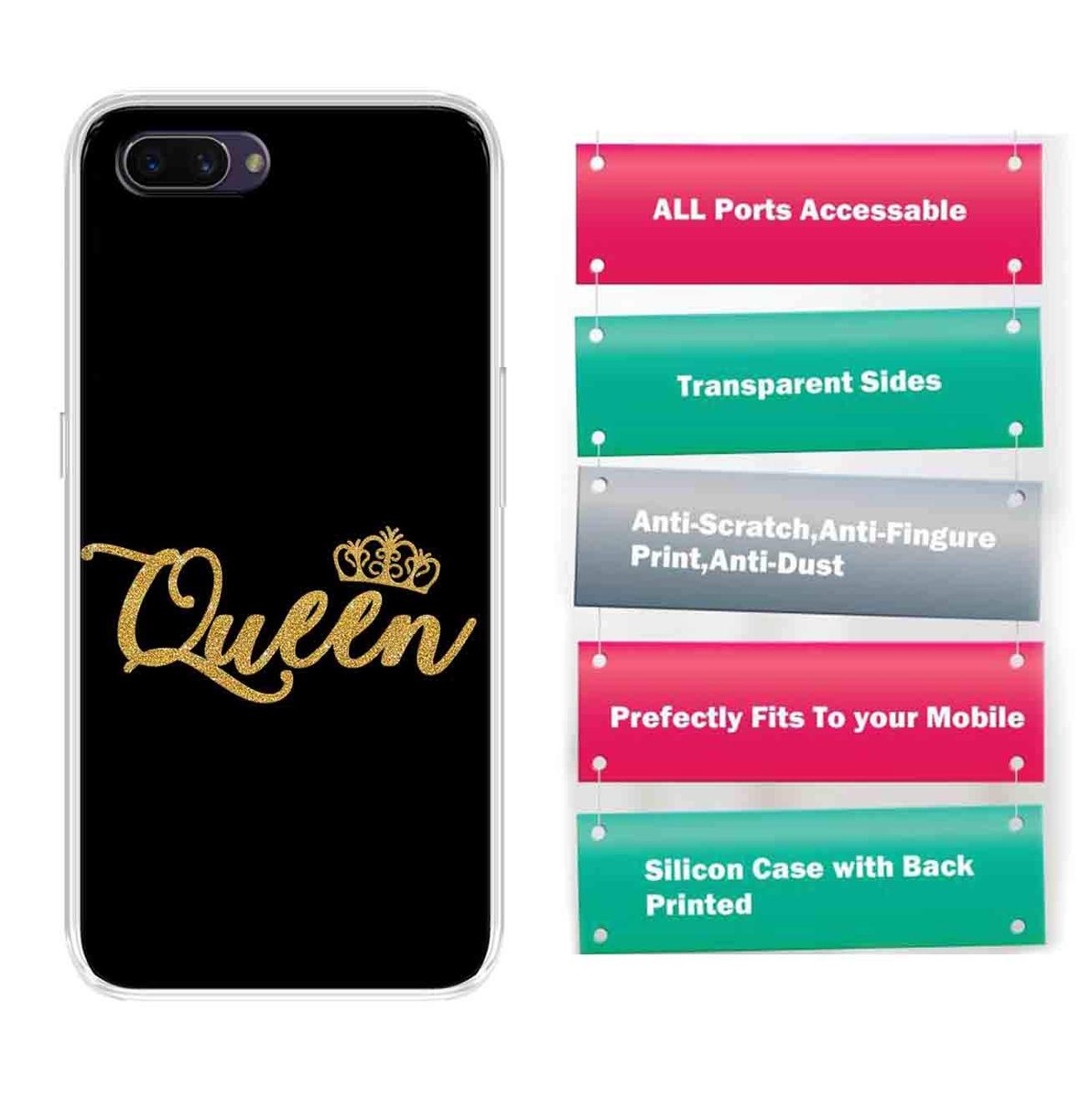 Amazon Brand - Solimo Designer Multicolor Queen Printed Soft Back Case Mobile Cover for Oppo A3s