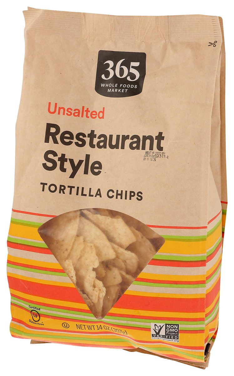 365 EVERYDAY VALUE Restaurant Style White Corn Tortilla Chips Unsalted, 14 OZ