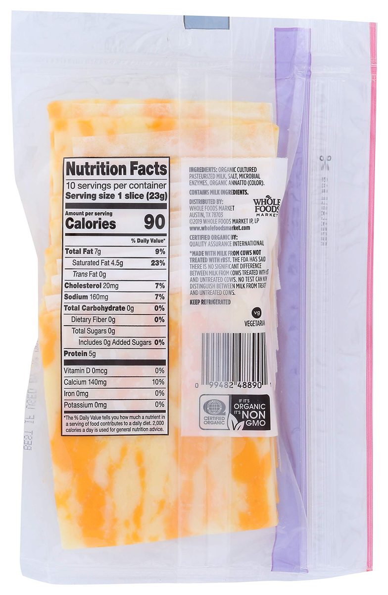 365 by Whole Foods Market, Organic Cheese Slices, Colby Jack (10 Slices), 8 Ounce