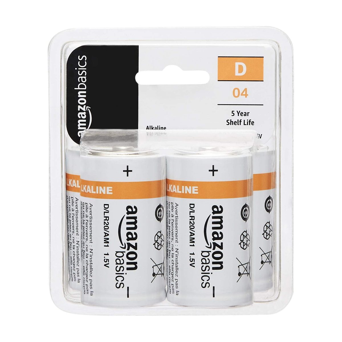 AmazonBasics D Cell Everyday Alkaline Batteries -Pack of 4 (Renewed)