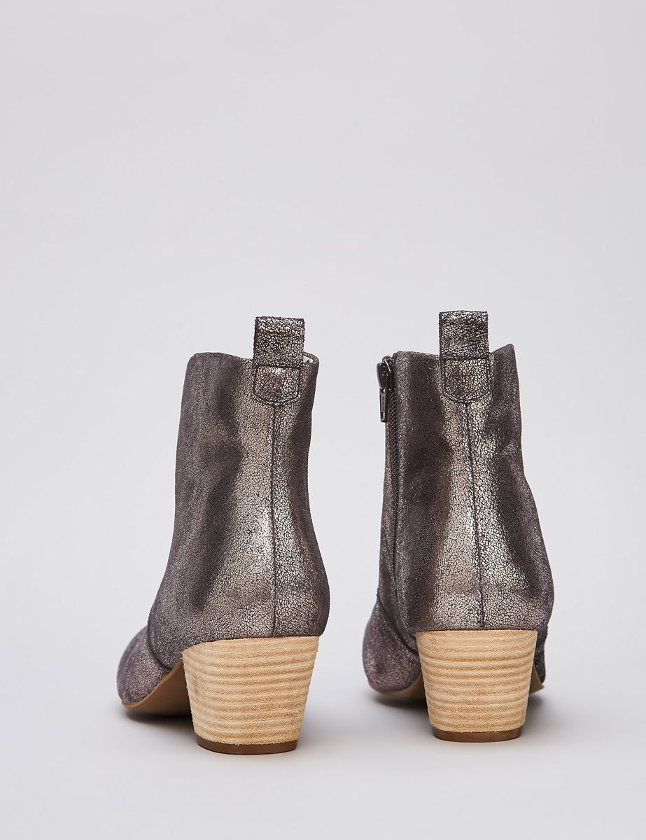 Amazon Brand - find. Leather Western Ankle Boot, Grey (Dusted Metallic), US 10.5