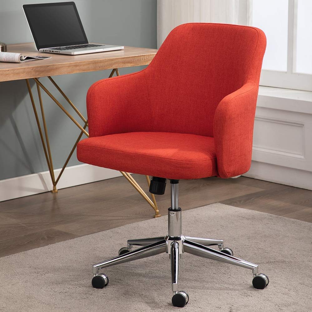 AmazonBasics Classic Adjustable Office Desk Chair - Twill Fabric, Brick Red, BIFMA Certified (Renewed)