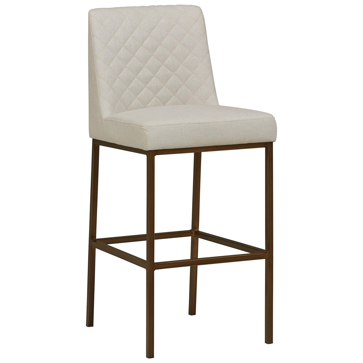 Amazon Brand – Rivet Vermont Modern Diamond-Stitched Kitchen Counter Bar Stool, 42"H, Chalk White and Brass