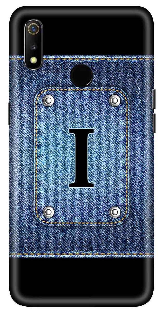 Amazon Brand - Solimo Designer Button Jeans Alphabet-I 3D Printed Hard Back Case Mobile Cover for Realme 3 / Realme 3i