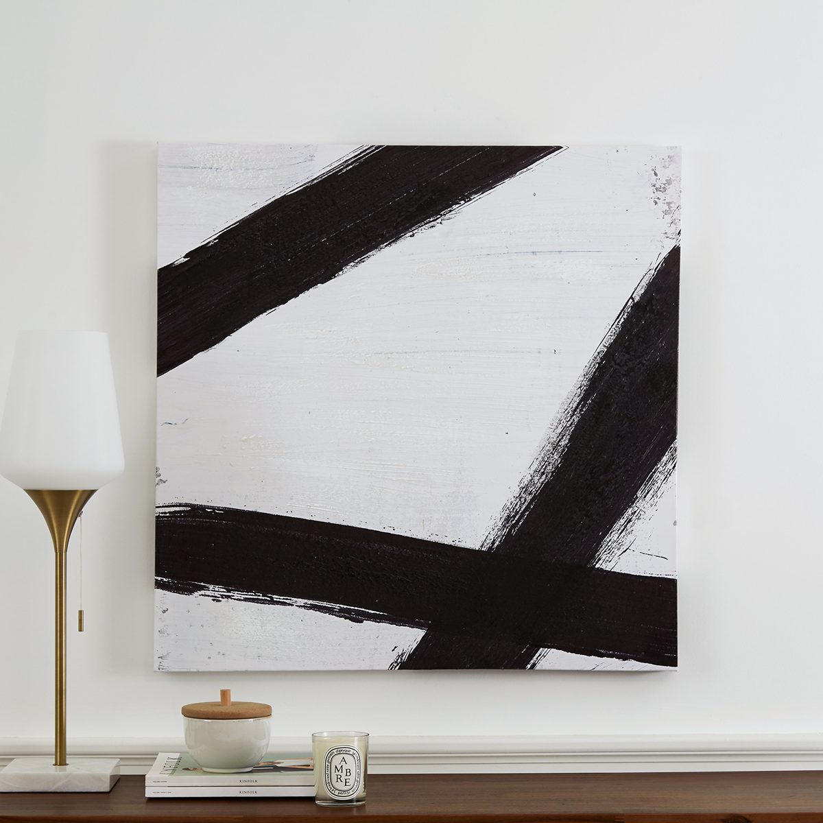 Amazon Brand – Rivet Mid Century Modern Black Line Print Wall Art Decor on Canvas - 30" x 30"