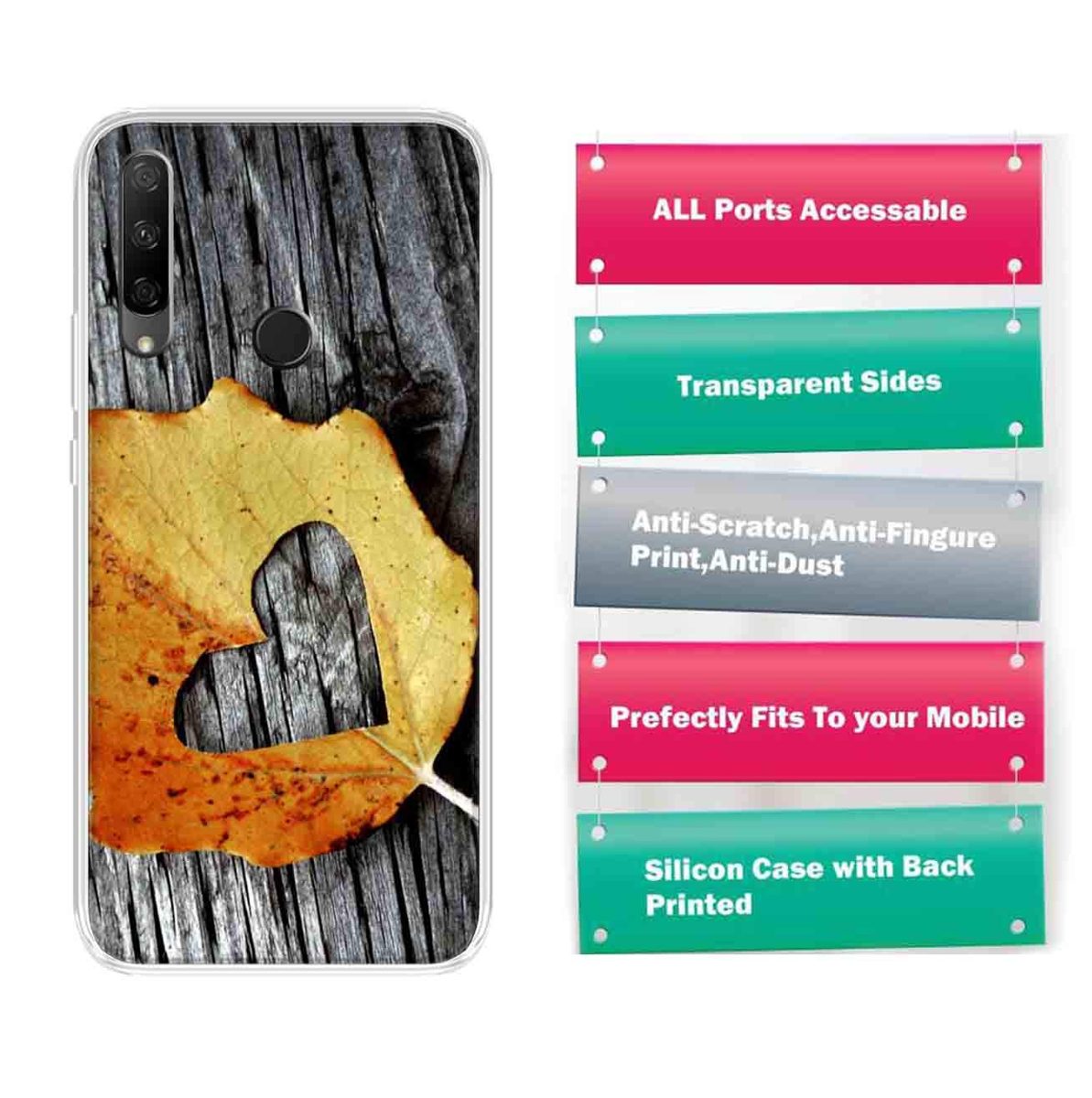 Amazon Brand - Solimo Designer Multicolor Leaf Heart Design Printed Soft Back Case Mobile Cover for Huawei Honor 9X