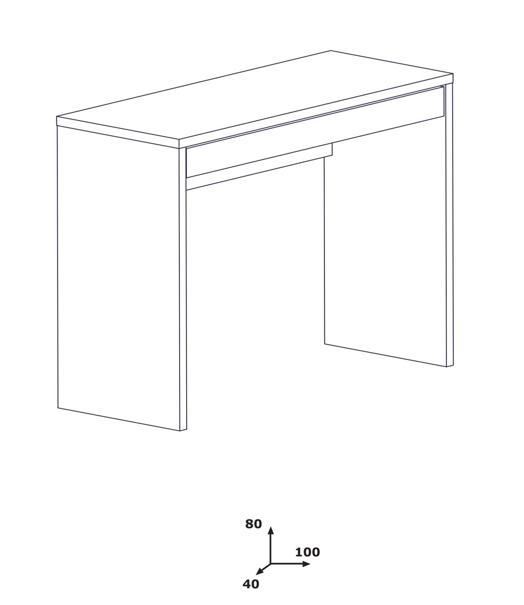 Amazon Brand - Movian -Drawer Console Desk, 100 x 80 x 40 cm, High Gloss White