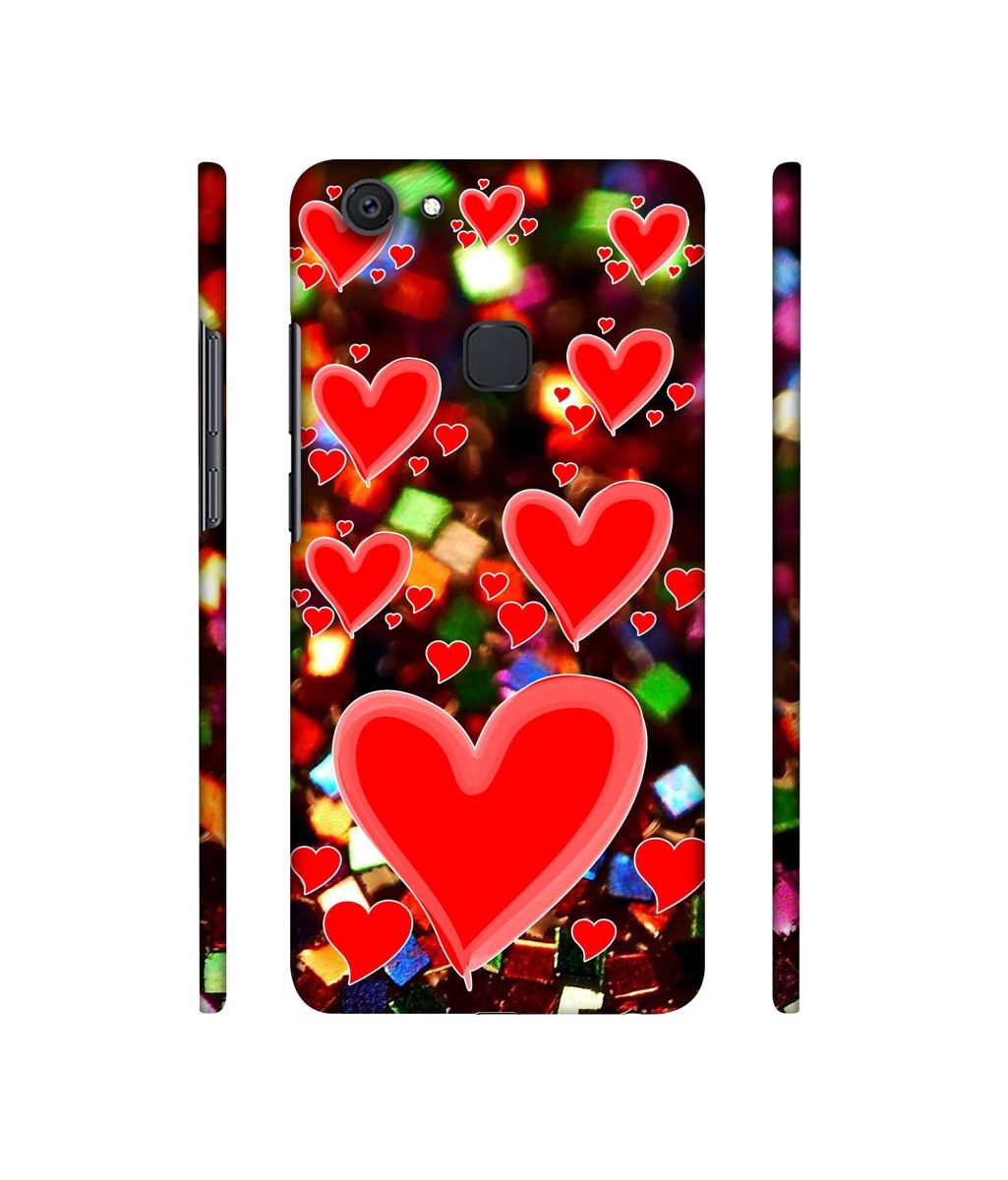 Amazon Brand - Solimo Designer Heart Texture on Glitters 3D Printed Hard Back Case Mobile Cover for Vivo V7 Plus