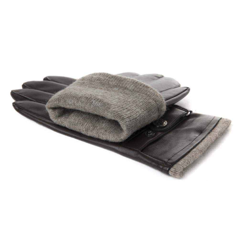 Winter Warm Wool Lined Driving Motorcycle Dress Gloves For Men Women 3 Size Brown