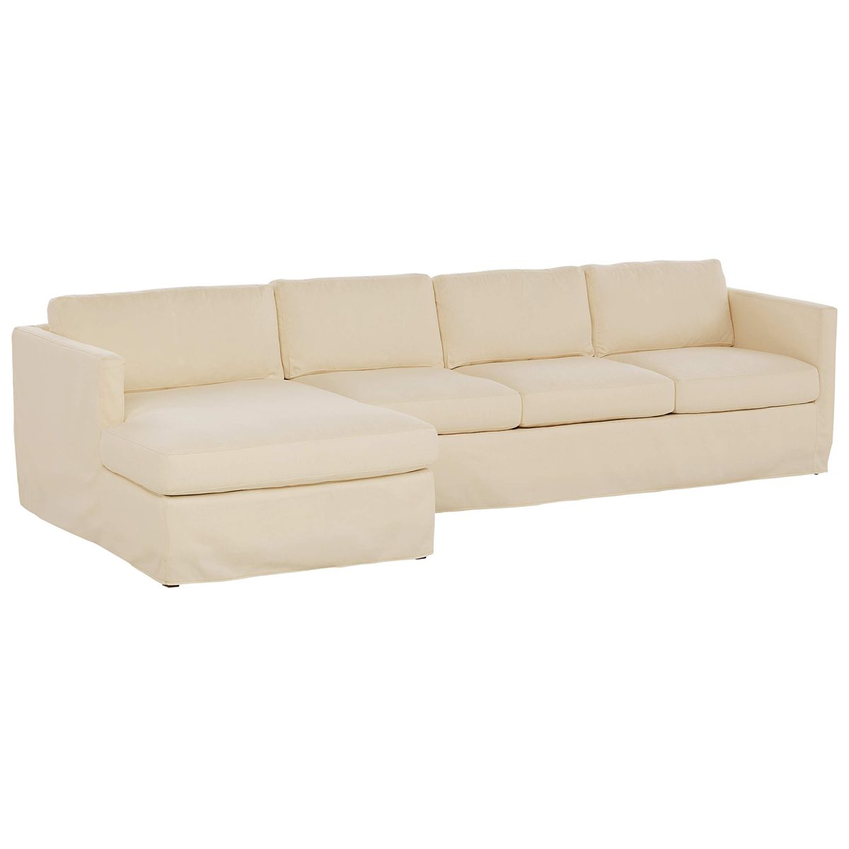 Amazon Brand – Stone & Beam Andover Slipcover Left-Facing Sofa-Chaise Sectional, 126"W, Cream Fabric