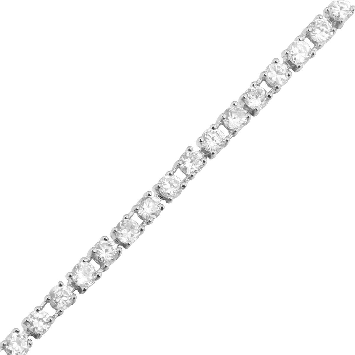 Plated Sterling Silver Round Cubic Zirconia Tennis Bracelet (3mm)
