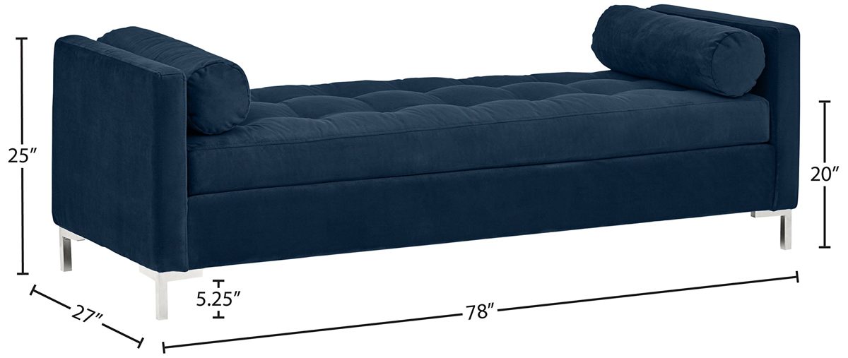 Amazon Brand – Rivet Uptown Mid-Century Modern Tufted Velvet Daybed Loveseat, 78"W, Navy &amp; Silver