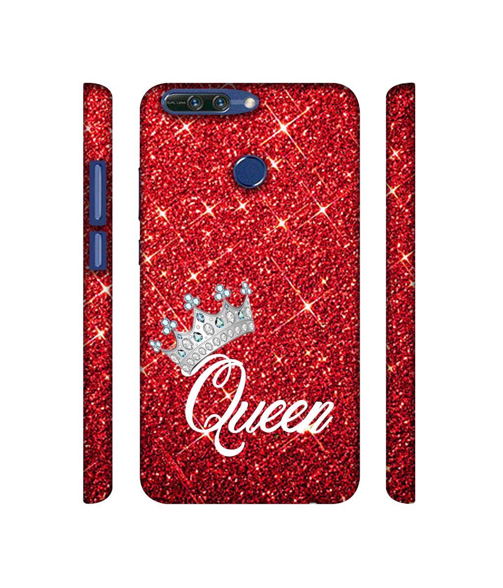 Amazon Brand - Solimo Designer Queen On Red Glitter 3D Printed Hard Back Case Mobile Cover for Huawei Honor 8 Pro