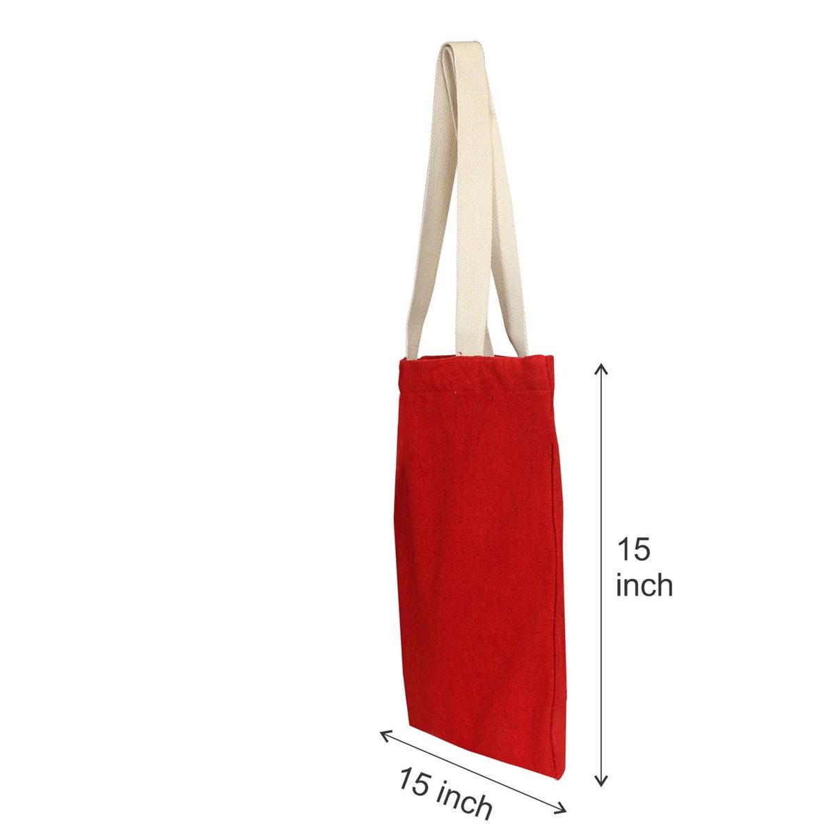 EONO Tote Bags Reusable Shopping Bag Eco-Friendly Recycled Cotton Fabric Handbag Grocery Shoulder Plain Canvas Tote Bags for Women, Men, Girls - Red | 0412